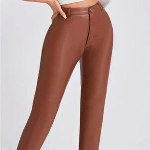 Leather brown pant